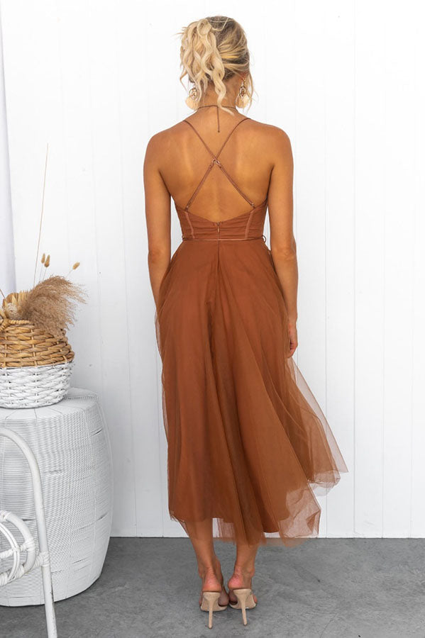 Women's Corset Tulle Midi Dress