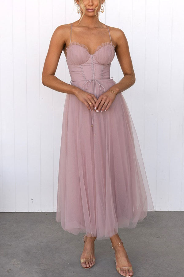 Women's Corset Tulle Midi Dress