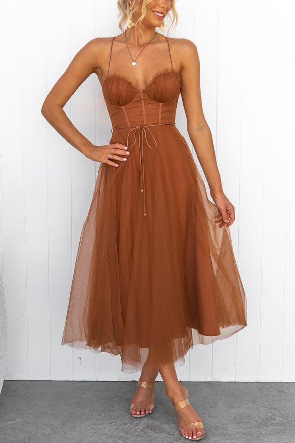 Women's Corset Tulle Midi Dress