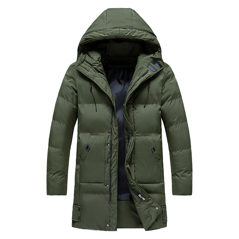 Padded long winter coat for men