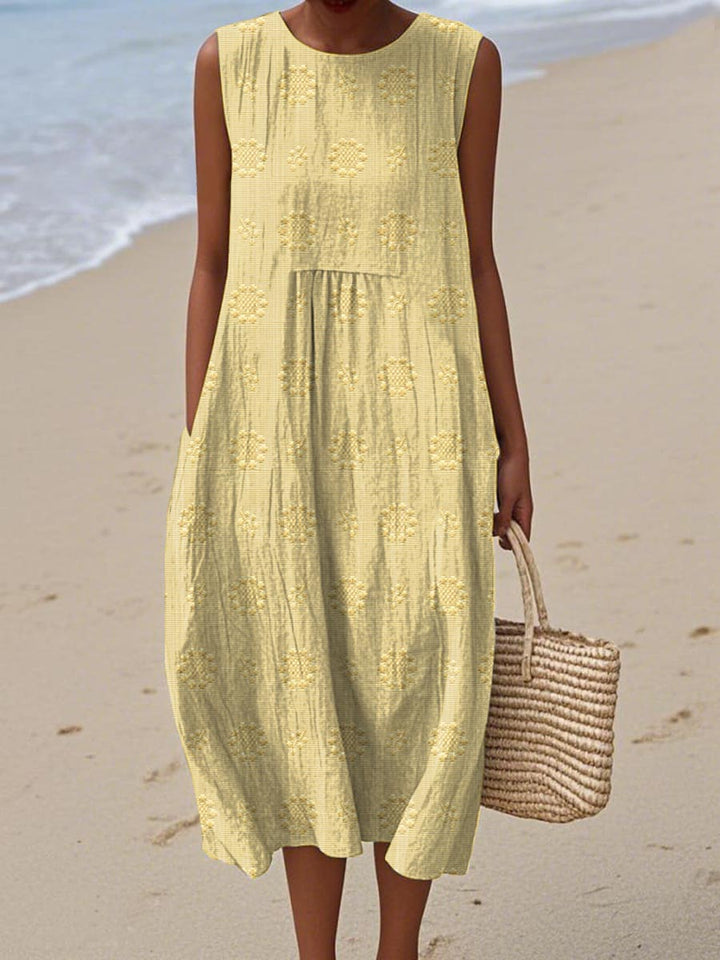 Women's Sleeveless Midi Dress with Pockets