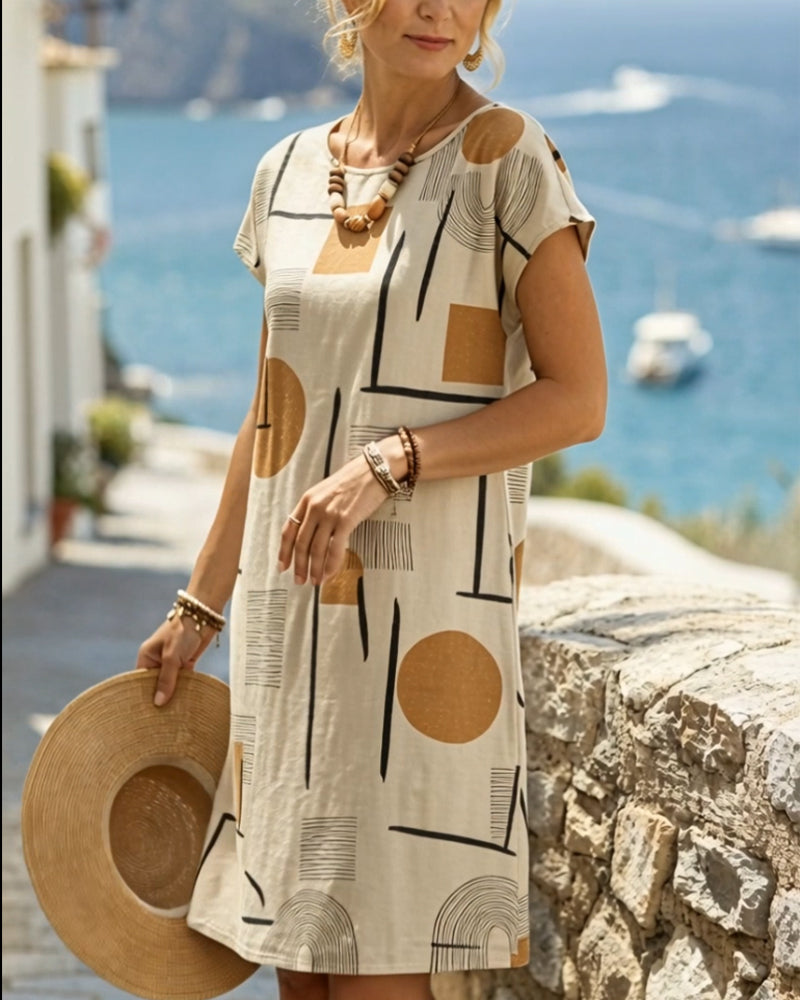 Women's Geometric Print Shift Mini Dress