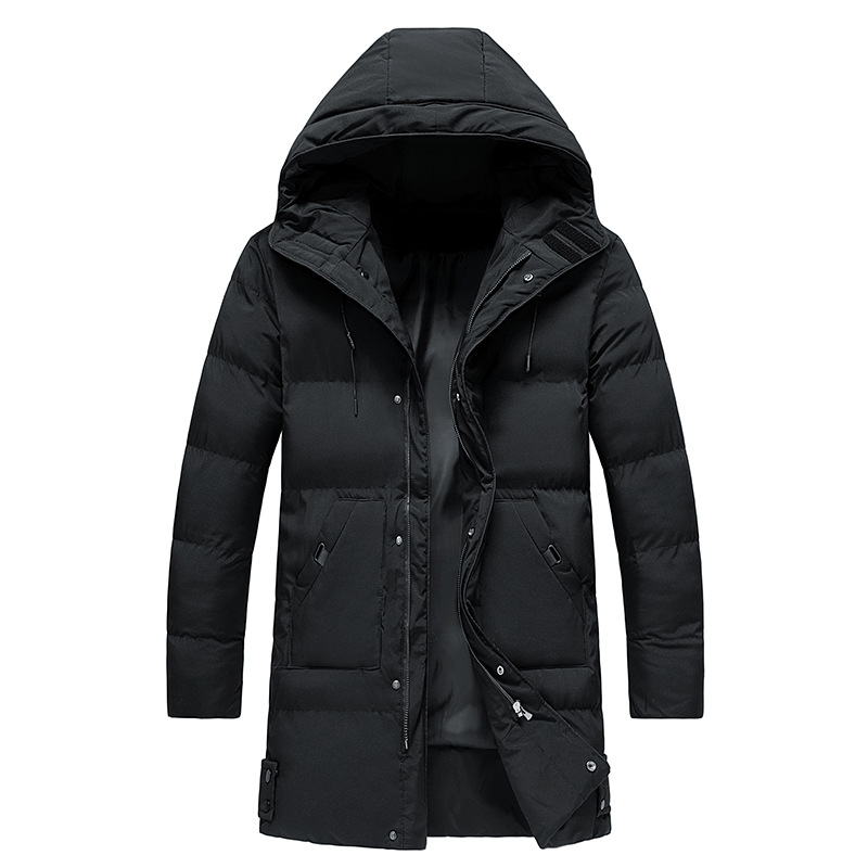 Padded long winter coat for men