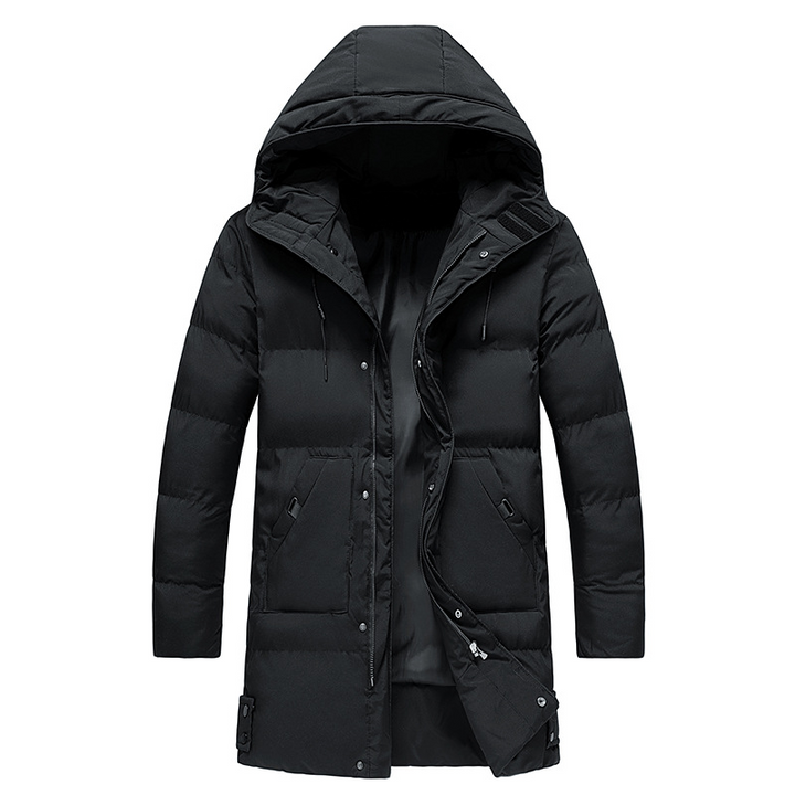 Padded long winter coat for men