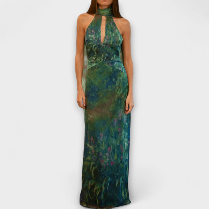 Women's Iris Print Maxi Dress