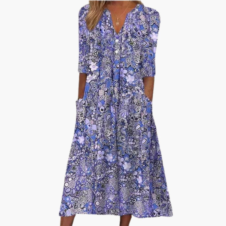 Women's Boho Midi Dress Flowy Lightweight Summer
