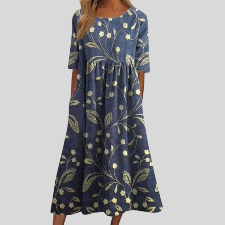 Women's Embroidered Flowy Midi Dress