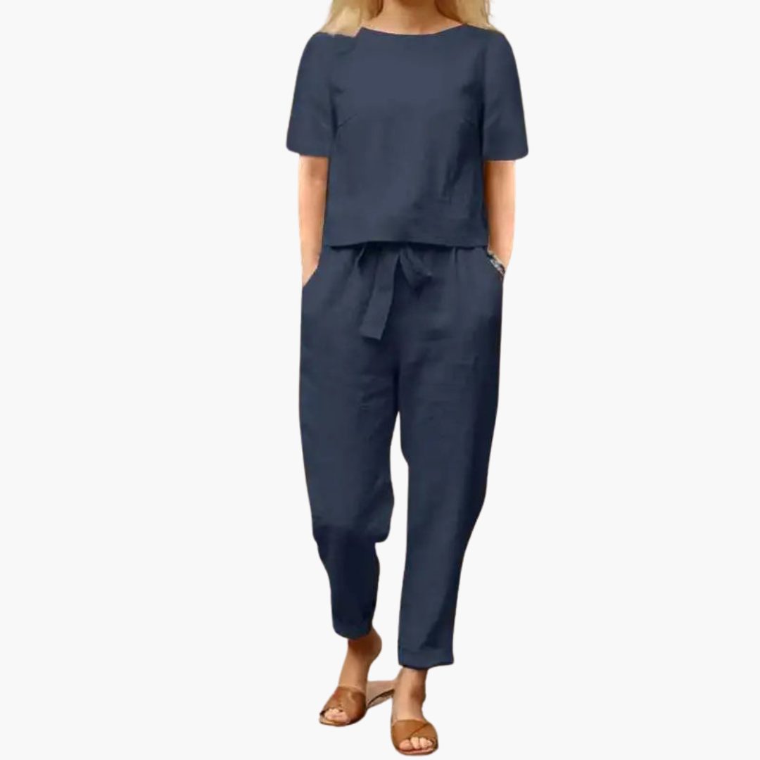 Women's Two-Piece Summer Set Short Sleeve Top Trousers