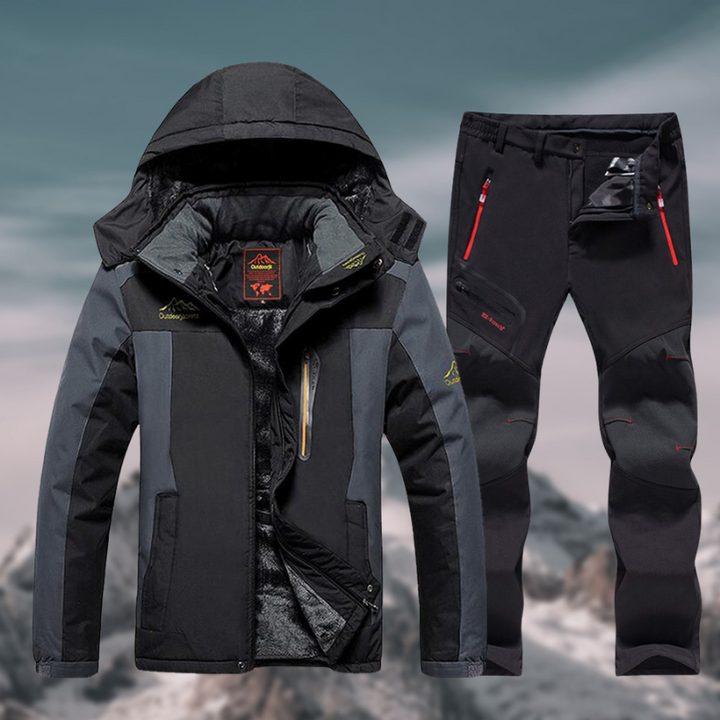 Durable waterproof winter jacket and trousers set for men