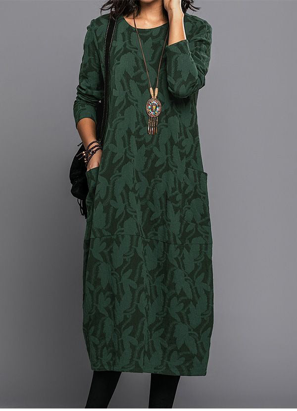 Women's Long Sleeve Floral Midi Dress
