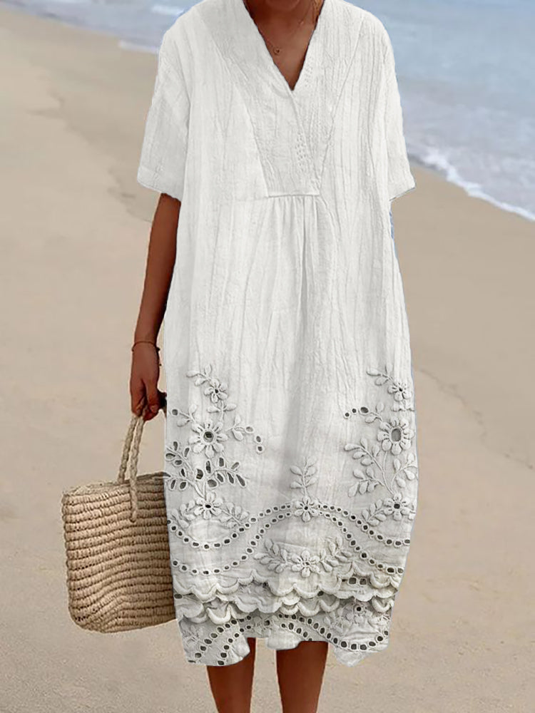 Women's Boho Cotton Midi Dress
