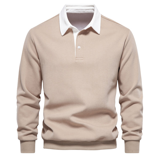 Elegant long-sleeve polo shirt for men