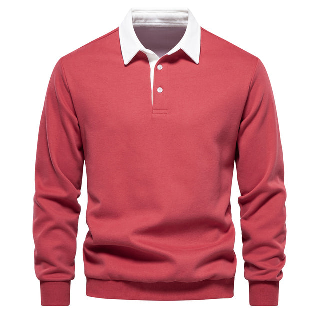 Elegant long-sleeve polo shirt for men