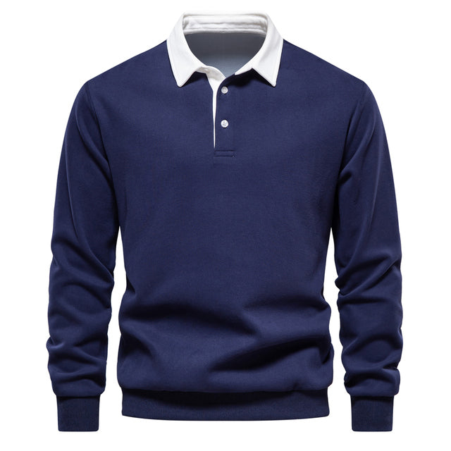 Elegant long-sleeve polo shirt for men