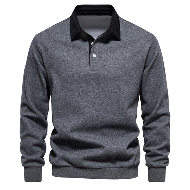 Elegant long-sleeve polo shirt for men