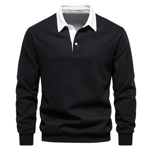 Elegant long-sleeve polo shirt for men