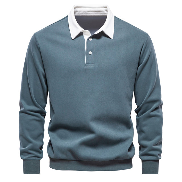 Elegant long-sleeve polo shirt for men