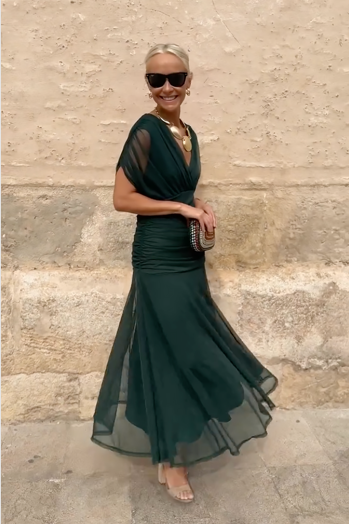 Women's V-Neck Printed Maxi Dress