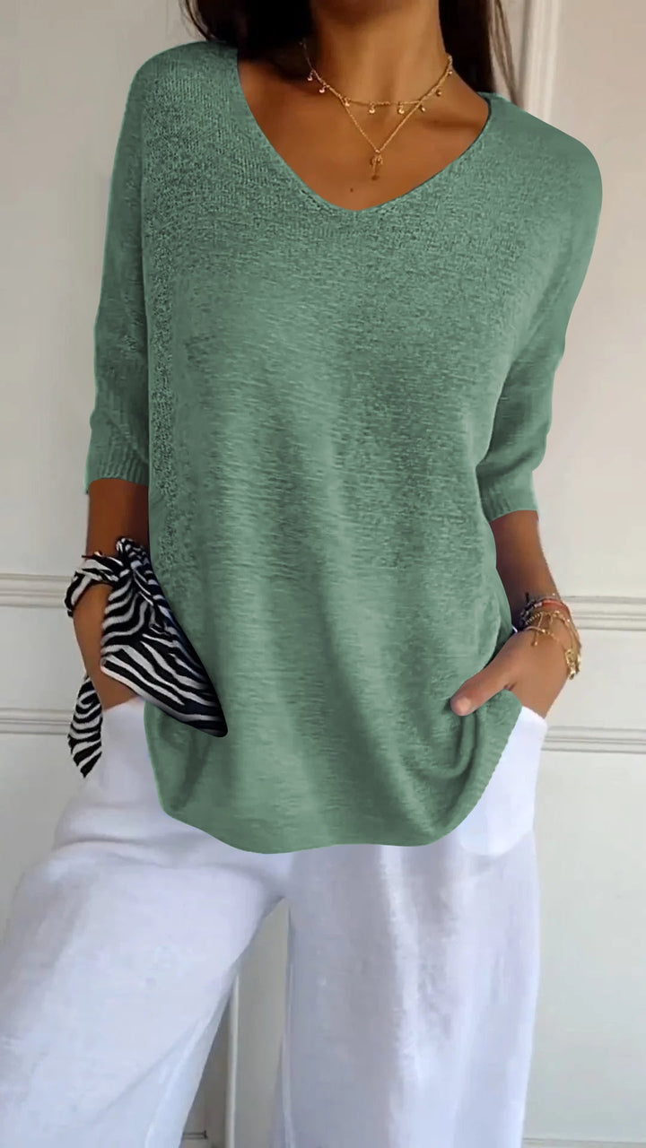 Women's V-Neck Three-Quarter Sleeve Top