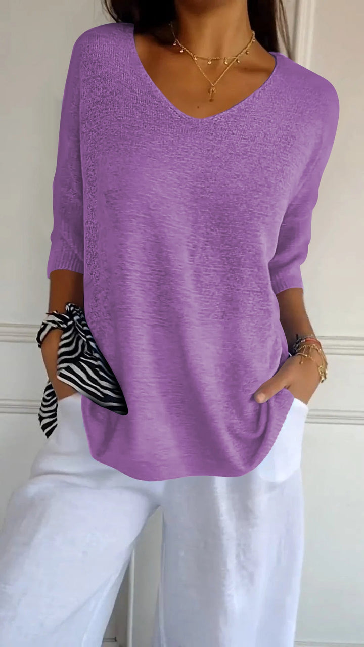 Women's V-Neck Three-Quarter Sleeve Top