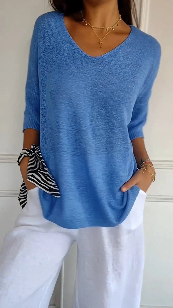 Women's V-Neck Three-Quarter Sleeve Top