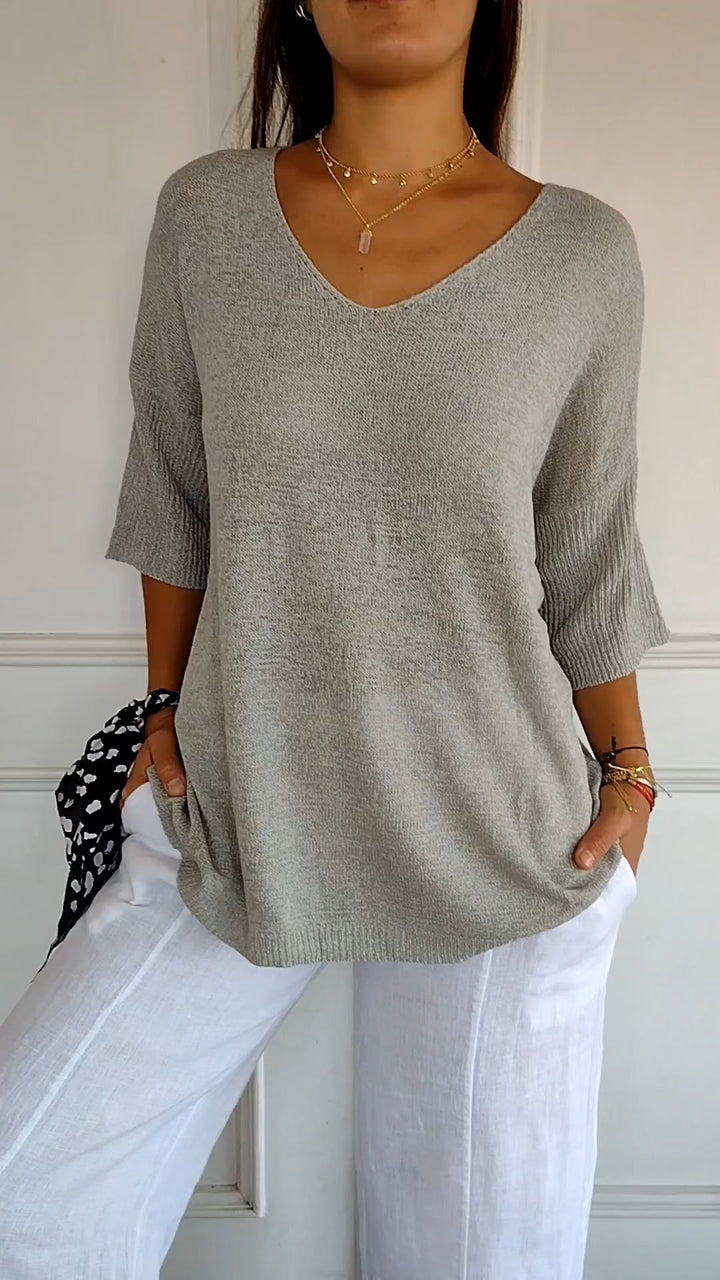Women's V-Neck Three-Quarter Sleeve Top