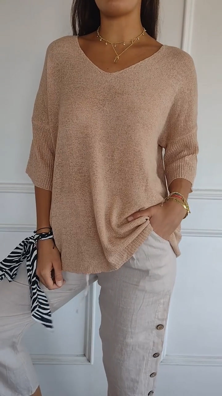 Women's V-Neck Three-Quarter Sleeve Top