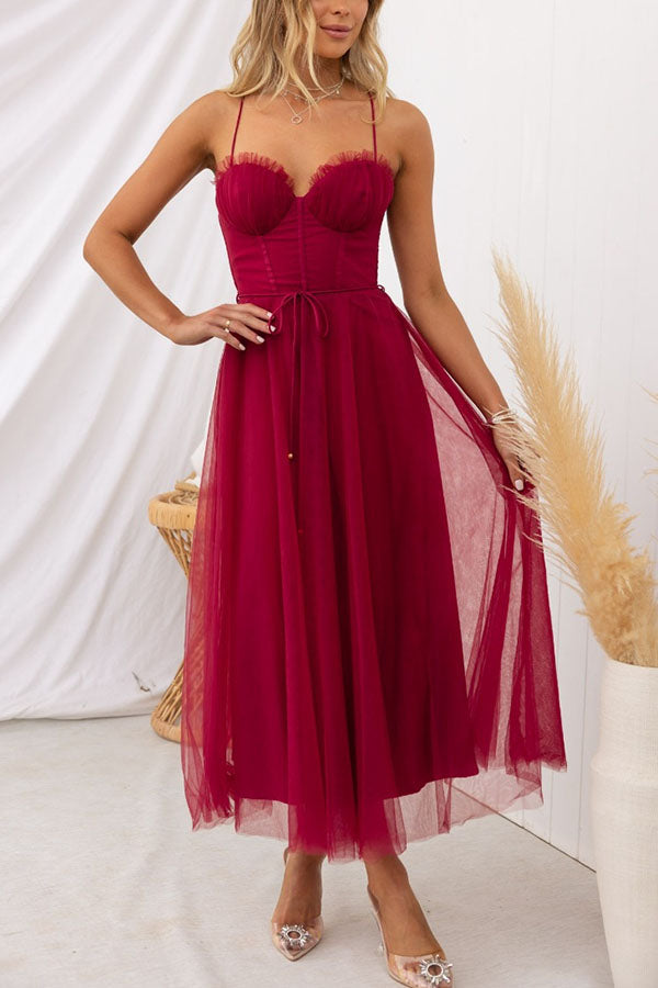 Women's Corset Tulle Midi Dress
