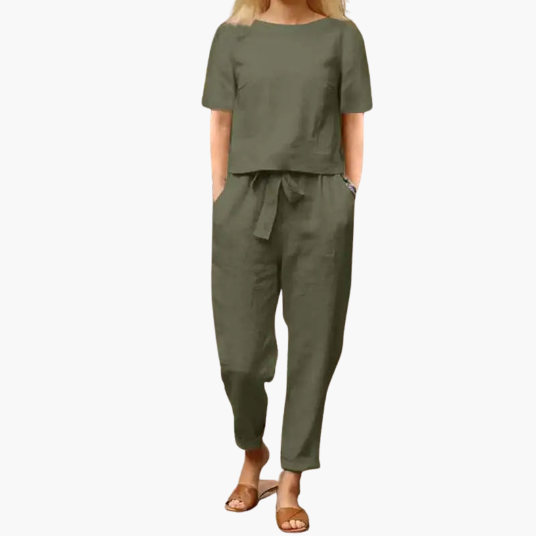 Women's Two-Piece Summer Set Short Sleeve Top Trousers