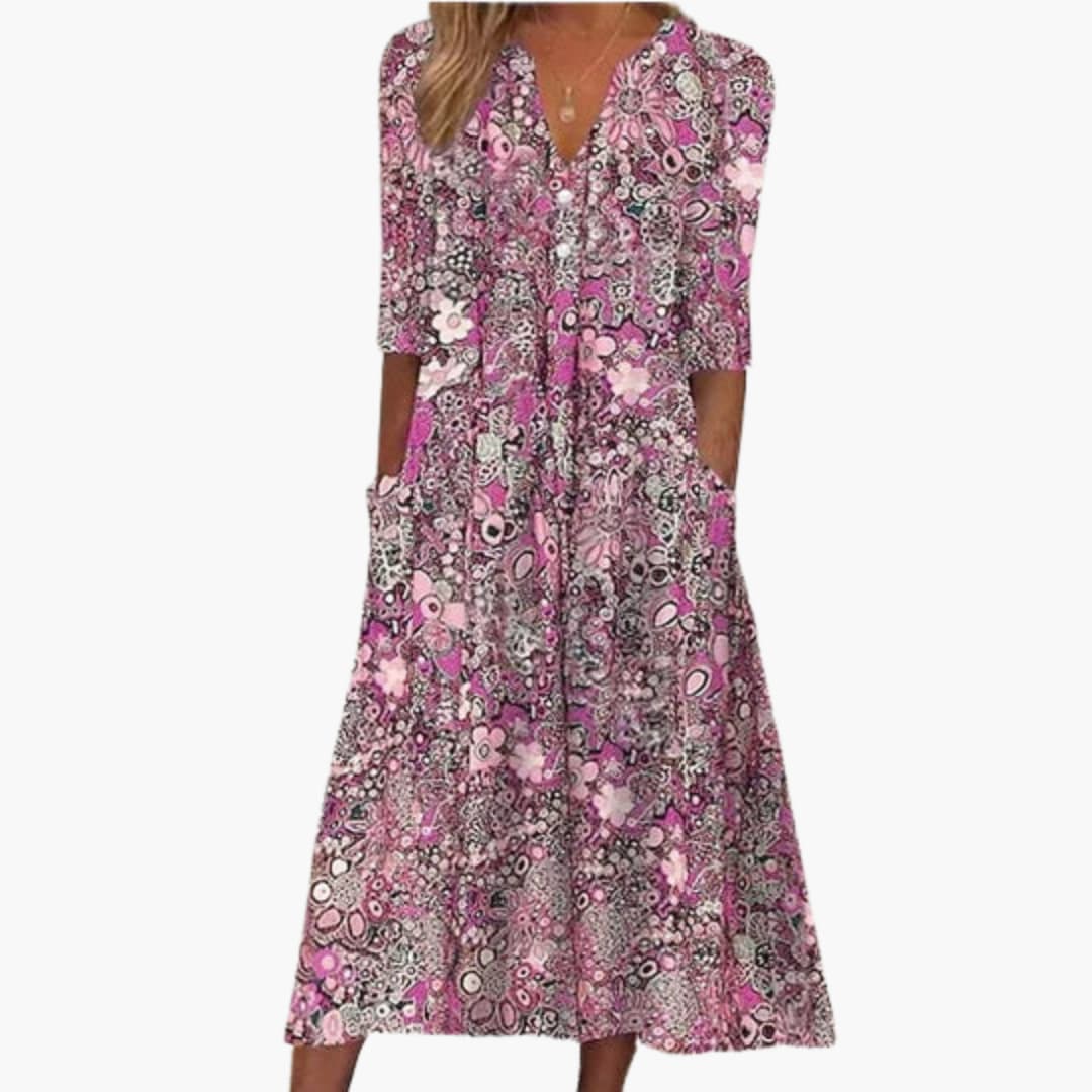 Women's Boho Midi Dress Flowy Lightweight Summer