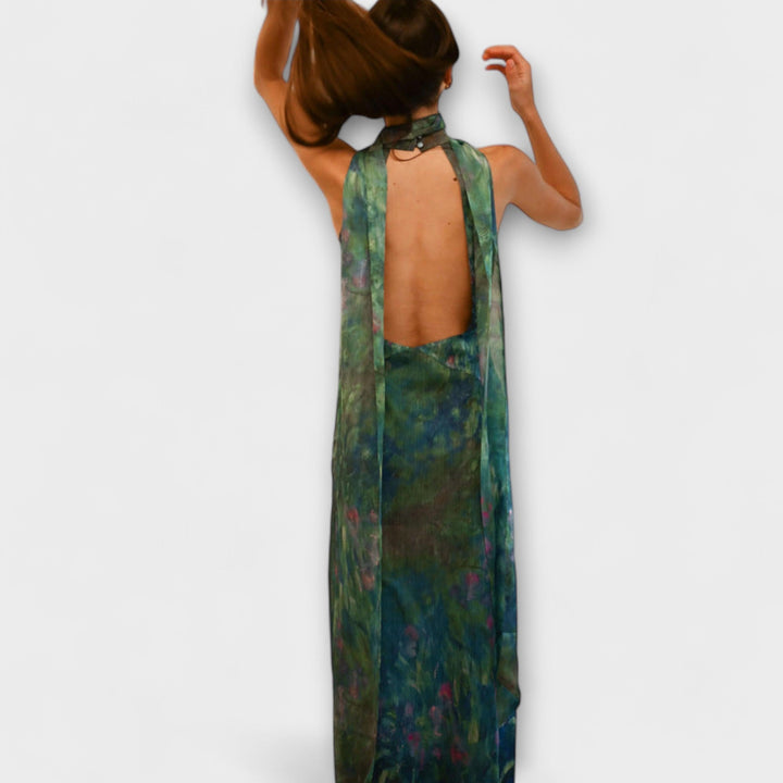 Women's Iris Print Maxi Dress