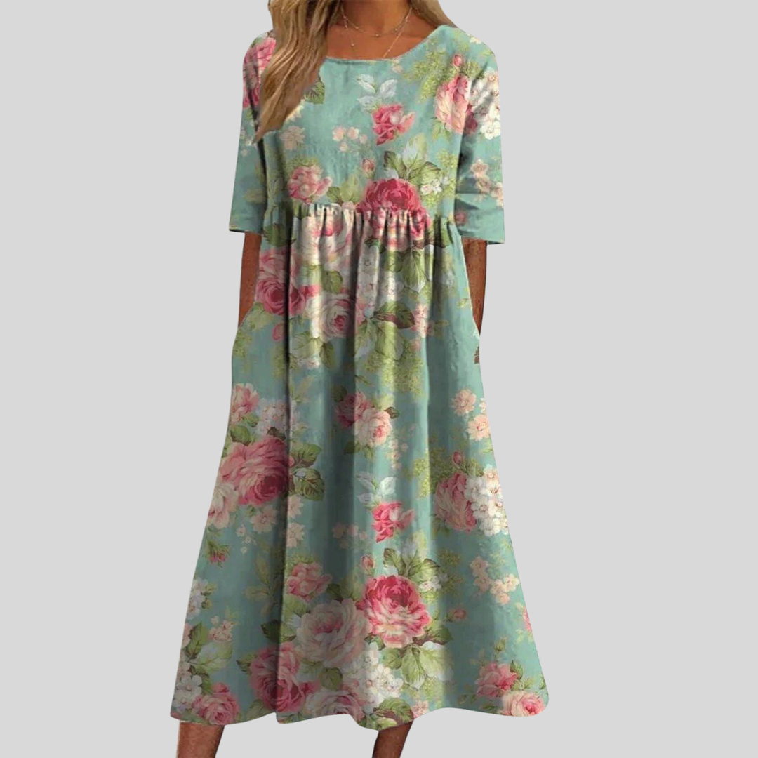 Women's Embroidered Flowy Midi Dress