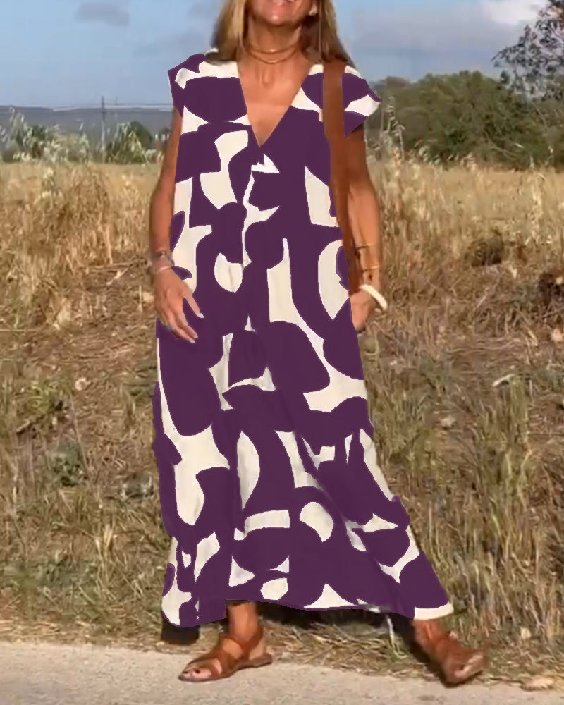 Women's Abstract Print Maxi Dress