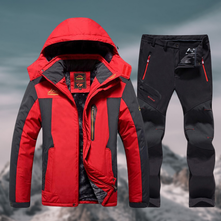 Durable waterproof winter jacket and trousers set for men