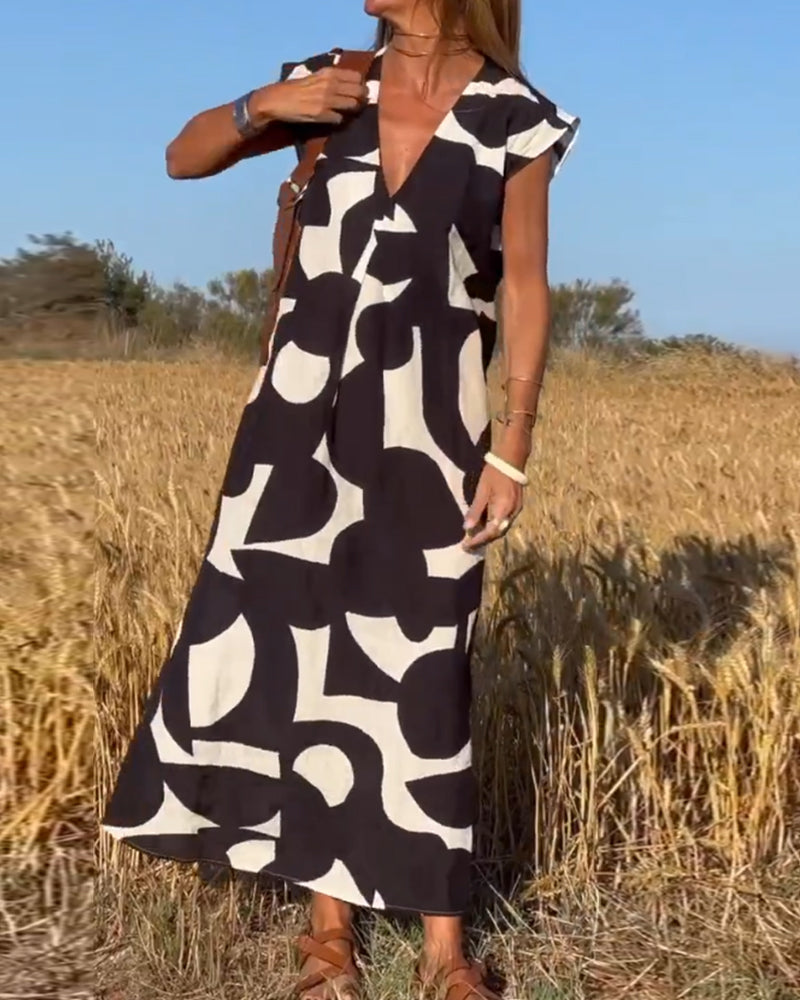 Women's Abstract Print Maxi Dress