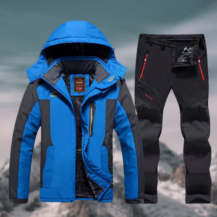 Durable waterproof winter jacket and trousers set for men