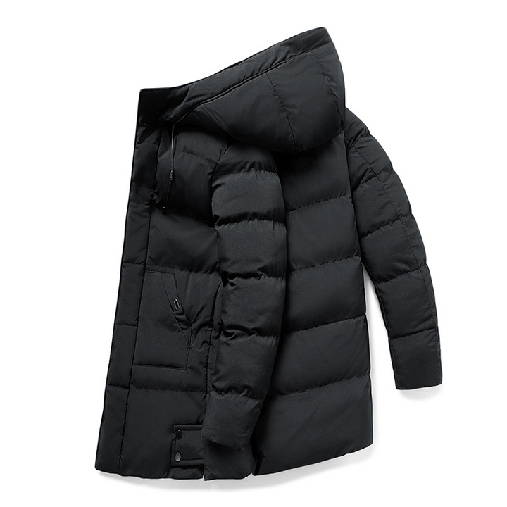 Padded long winter coat for men