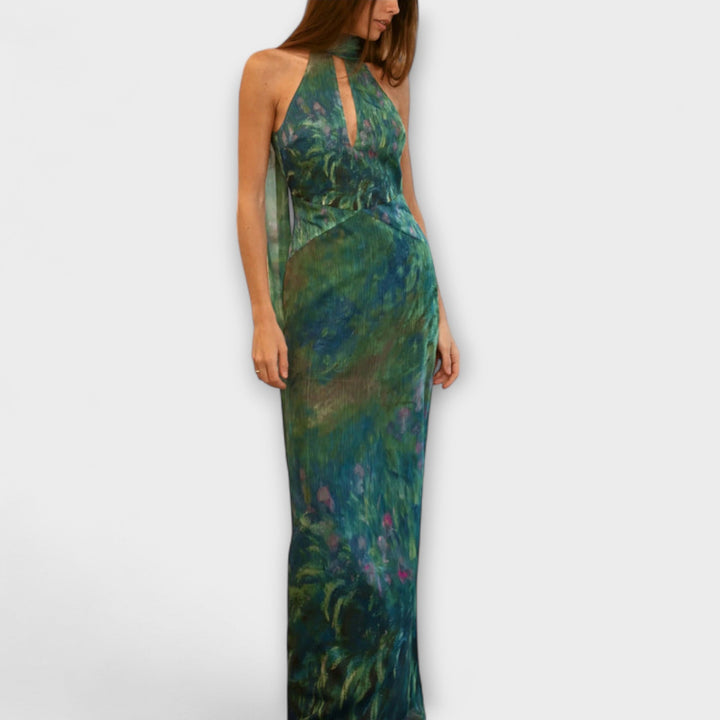 Women's Iris Print Maxi Dress