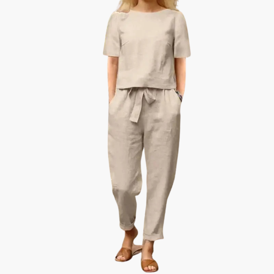 Women's Two-Piece Summer Set Short Sleeve Top Trousers