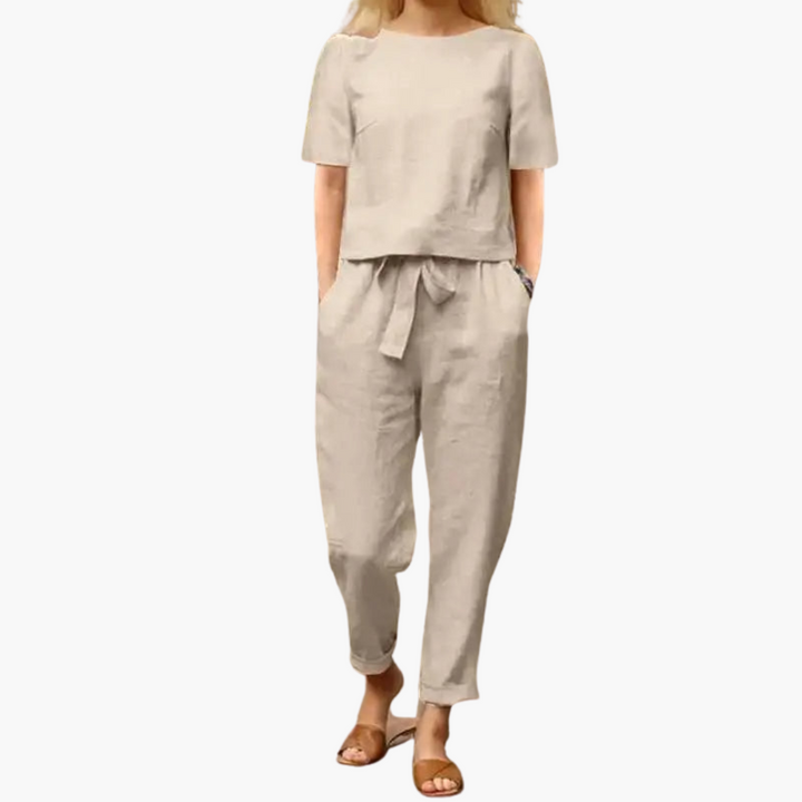 Women's Two-Piece Summer Set Short Sleeve Top Trousers