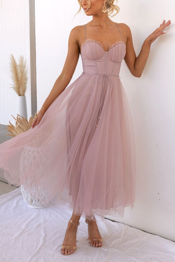 Women's Corset Tulle Midi Dress