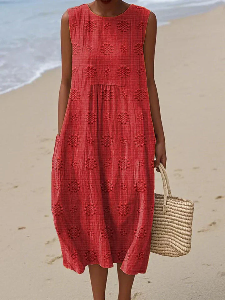 Women's Sleeveless Midi Dress with Pockets