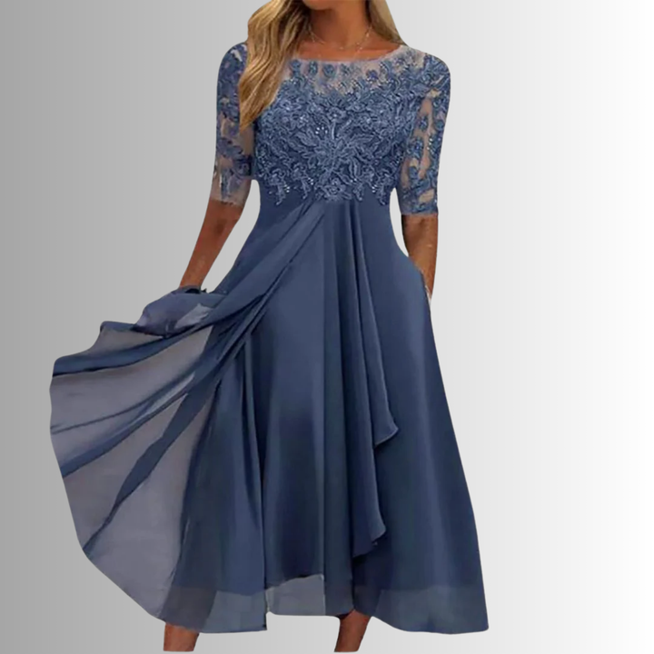 Women's Wedding Guest Lace Midi Dress
