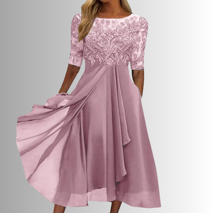 Women's Wedding Guest Lace Midi Dress