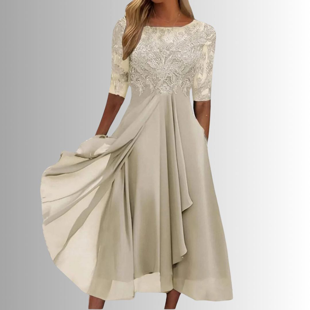 Women's Wedding Guest Lace Midi Dress
