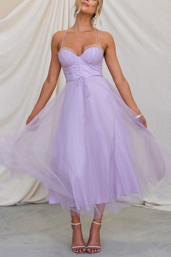 Women's Corset Tulle Midi Dress
