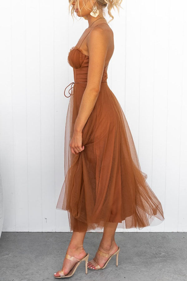 Women's Corset Tulle Midi Dress