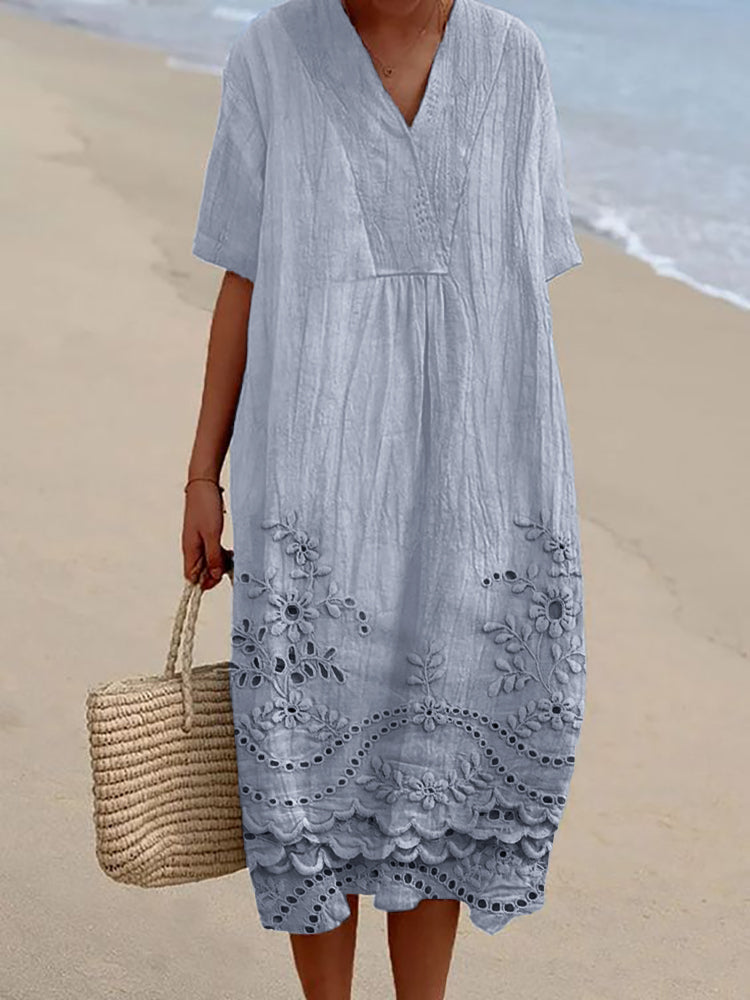 Women's Boho Cotton Midi Dress