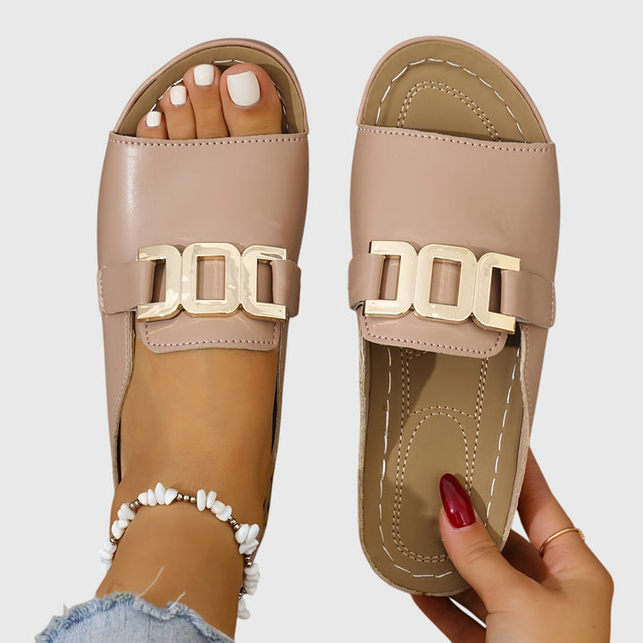 Women's Gold Buckle Sandals