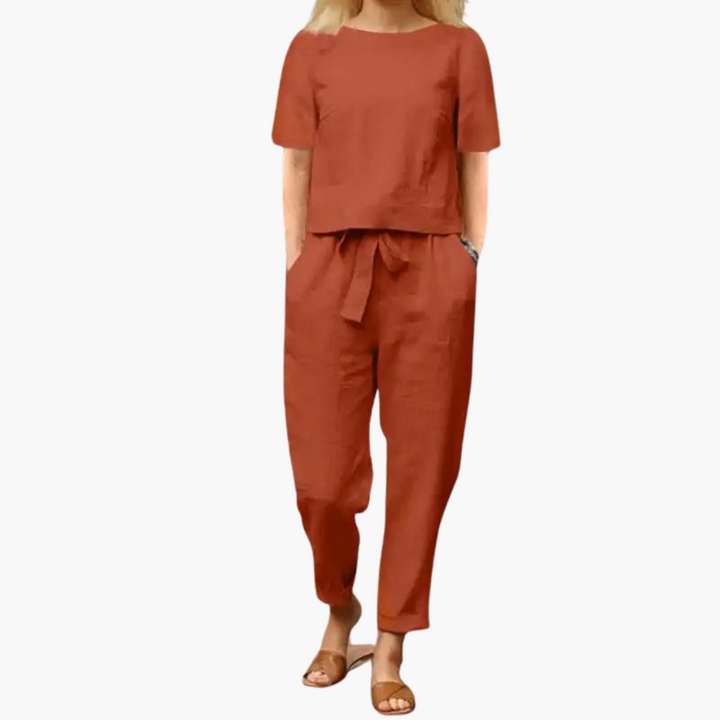 Women's Two-Piece Summer Set Short Sleeve Top Trousers